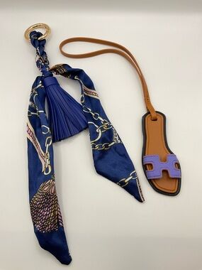NWOT Blue Tassel & Purple Sandal Keychain /bag Charm